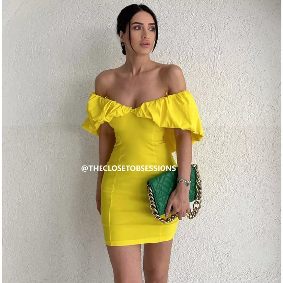 ZARA BLOGGER FAVE!!! Off-Shoulder Mini Dress NWT - Picture 3 of 16